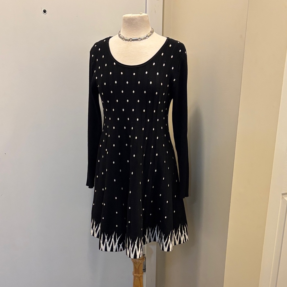 Papillon Blanc Black and White Long Sleeve Dress